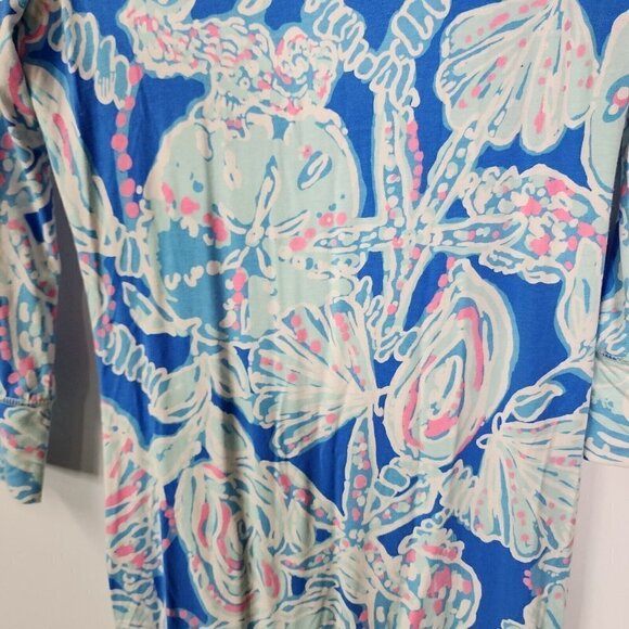 LILLY PULITZER Sophie Dress XXS Small Cotton Bay Blue Pink Into the Deep UPF 50+ - Picture 8 of 12